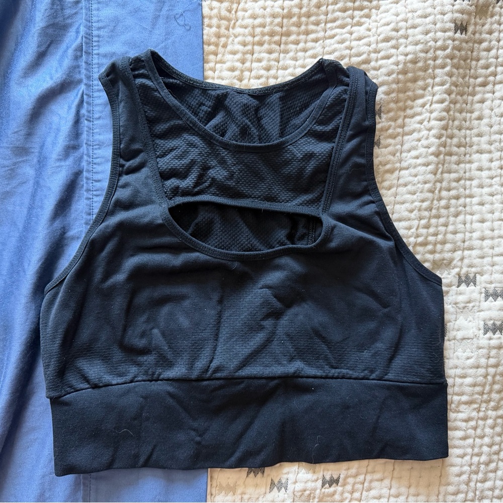 Free People Movement Black Cut Out Workout Top